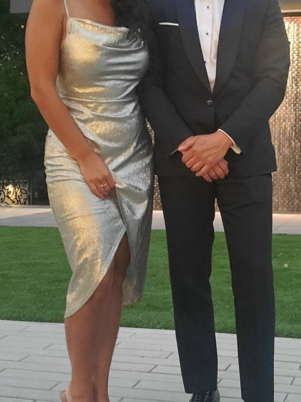 Ever New Shimmery Silver Cowl Neck Midi Slip Dress